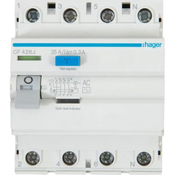 Устройство защитного отключения HAGER 4P 25A 300mA AC